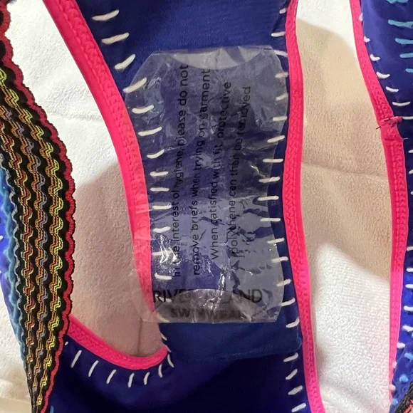 NWOT River Island 2PC Bikini | Top 8 | Bottom 10 | Blue w/ Pink Trim | Liner On - Picture 5 of 8